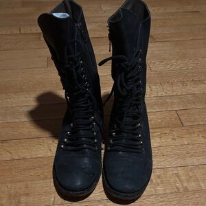 Joie Stylish Black Lace-Up Women's black Boots, good used cond Sz 7